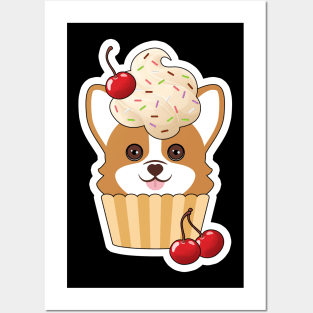 Corgi Vanilla Cupcake Posters and Art